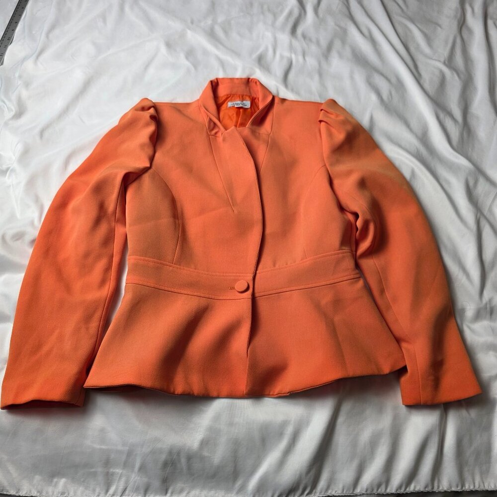 Tahari Arthur S. Levine Women's Blazer Orange Peplum Jacket